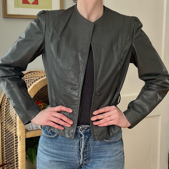 Vintage Gray Sheplers Leather Jacket - Picture 3 of 16